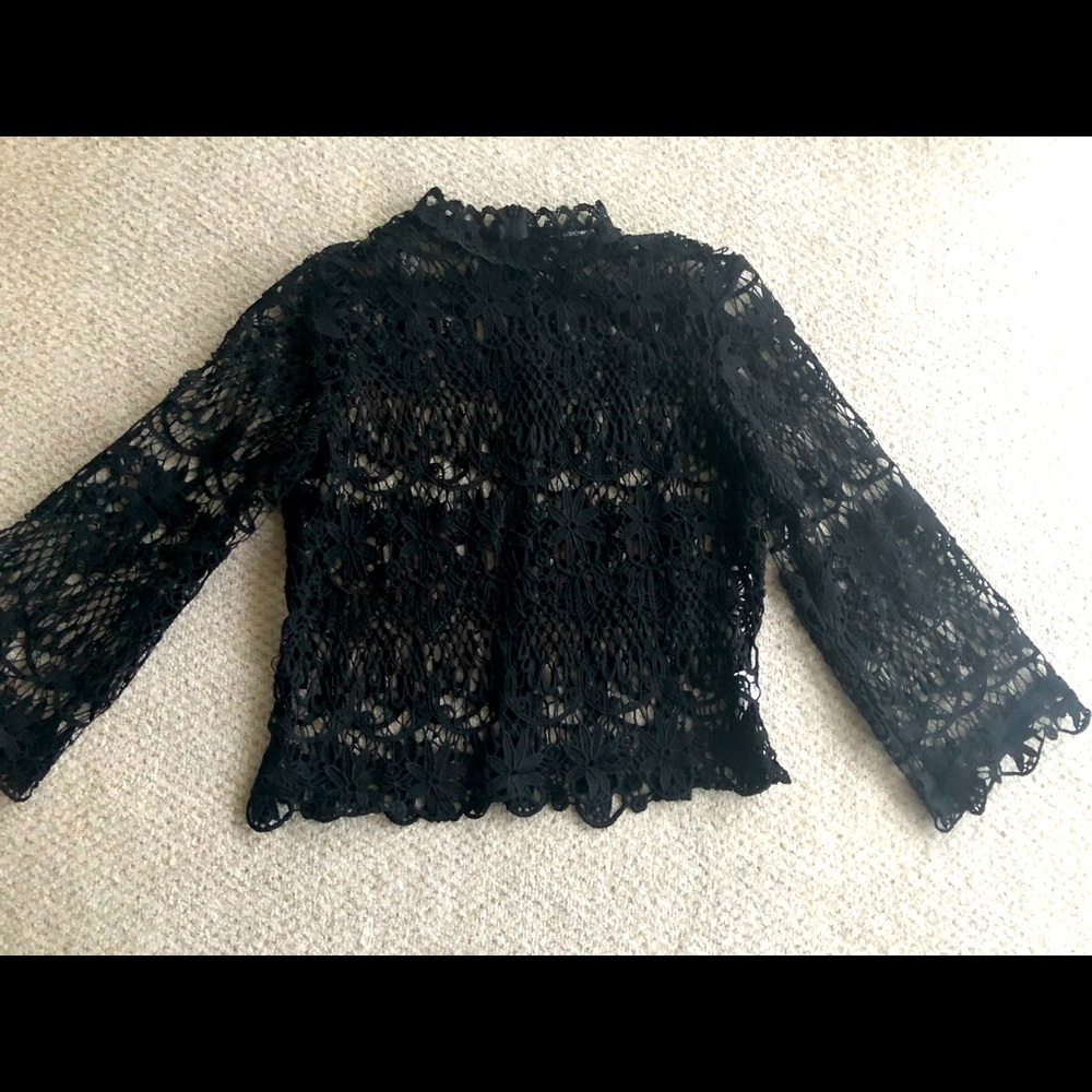 Fashion Nova Lace Top, Black, size M.